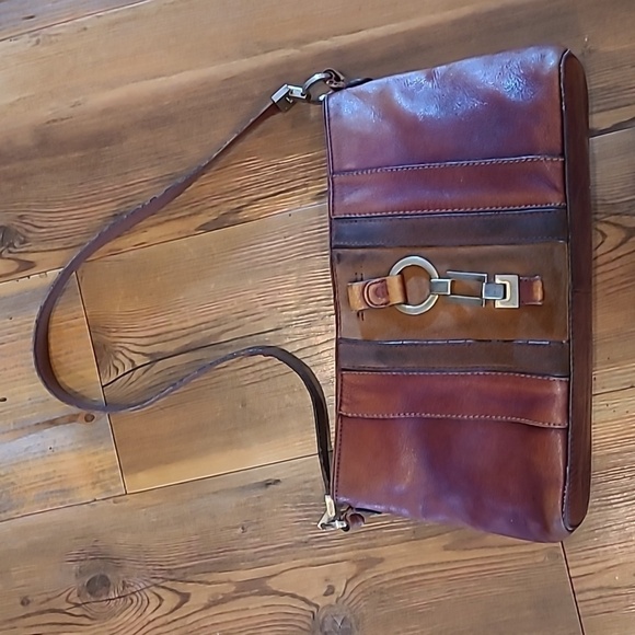 ETIENNE AIGNER Vintage Leather Handbag, Gold Tone Hardware, Tri-color Brown - Picture 1 of 16